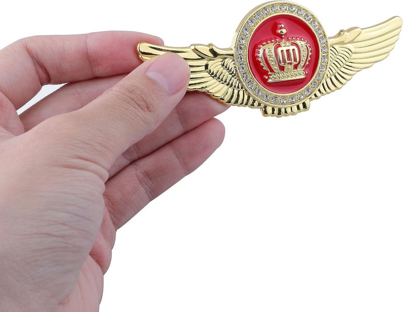 OAN Winged King Crown Emblem Sticker for All Cars, Bikes, Metal (Gold with Red) Size: 11cm x 4.5cm x 2mm - Image 5