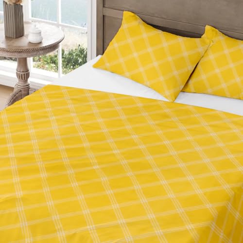 RD TREND Bedsheet for Double Bed 90 x 100 Inches, Glace Cotton Double Bedsheet with 2 Pillow Covers 18 x 28 Inches (Lines-Yellow) - Image 4