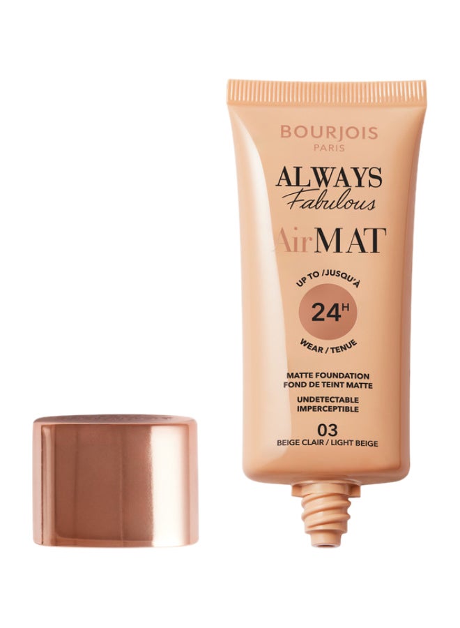 BOURJOIS PARIS Always Fabulous Air Mat Foundation - 003 - Light Beige, 30ml - Image 1