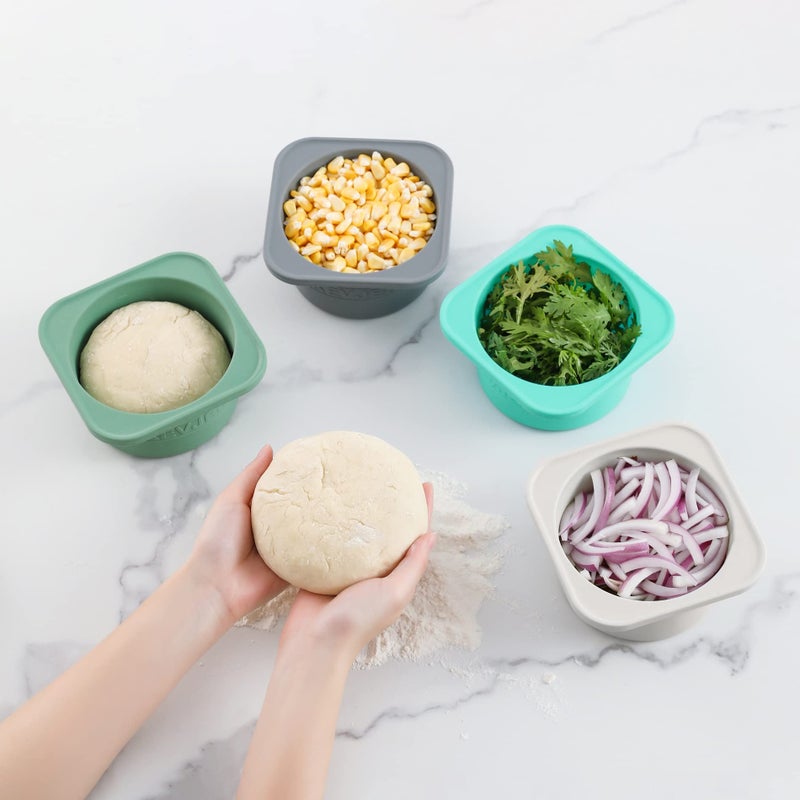 KEVJES Stackable Silicone Artisan Pizza Dough Proofing Proving Containers with Lids-2/3/4/5 pack-500ml portion (Spacegrey  3 PACK) - Image 3