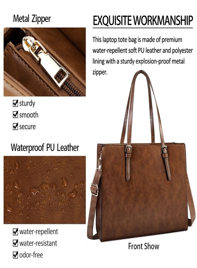 NUBILY Laptop Bag for Women Waterproof Lightweight Leather 15.6 Inch Computer Tote Bag Business Office Briefcase Large Capacity Handbag Shoulder Bag Professional Office Work Bag - Image 2