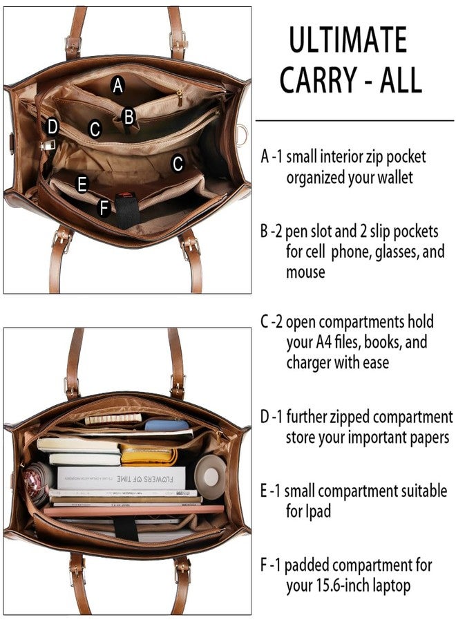 NUBILY Laptop Bag for Women Waterproof Lightweight Leather 15.6 Inch Computer Tote Bag Business Office Briefcase Large Capacity Handbag Shoulder Bag Professional Office Work Bag - Image 4