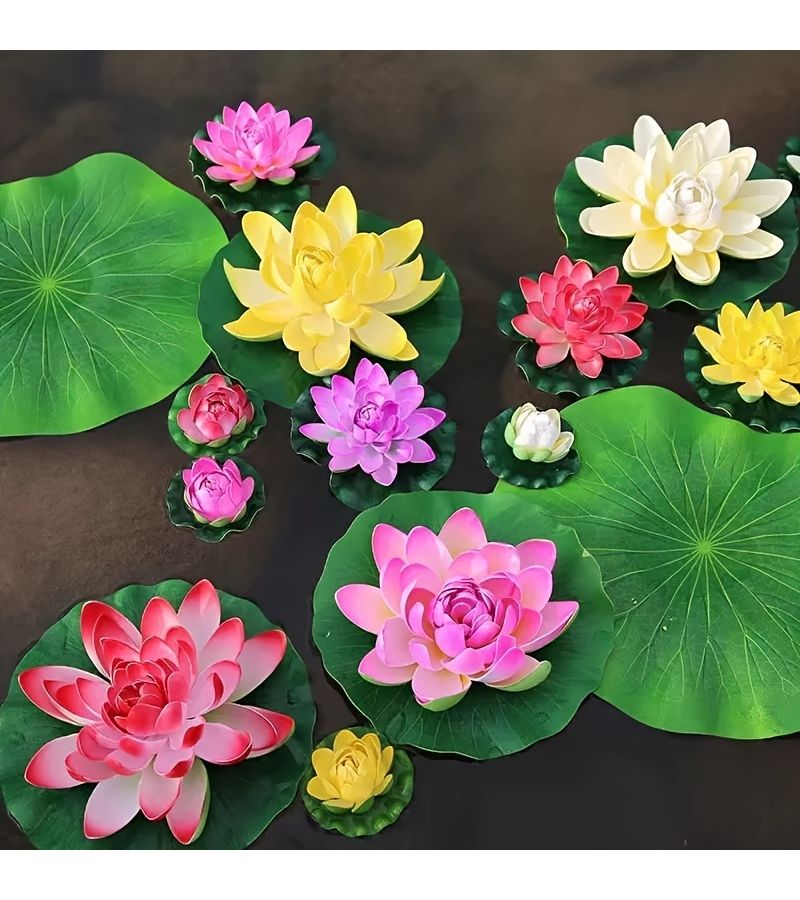 Glamorous Pink Artificial Lotus Blossoms Floating Water Lily for Aquarium Garden Decor - Image 1