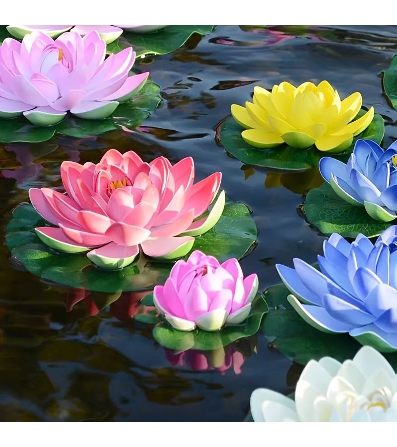 Glamorous Pink Artificial Lotus Blossoms Floating Water Lily for Aquarium Garden Decor - Image 4