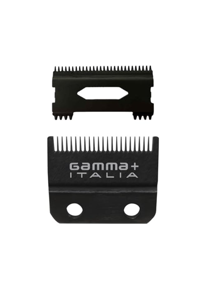 Gamma+ GAMMA Replacement Fixed Black Diamond Carbon DLC Fade Hair Clipper Blade with Shallow Tooth 20 Cutter Set - Image 1