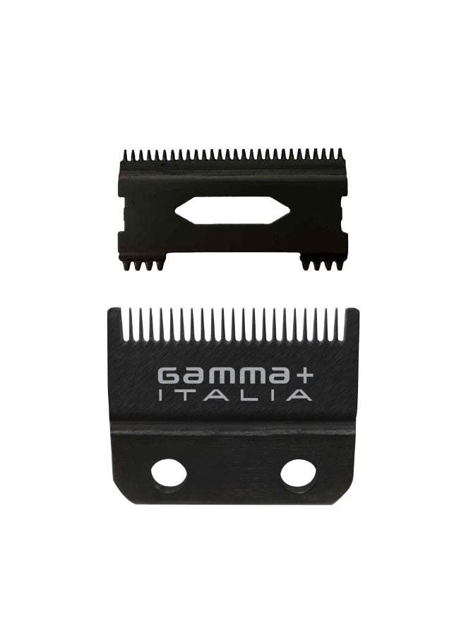 Gamma+ GAMMA Replacement Fixed Black Diamond Carbon DLC Fade Hair Clipper Blade with Shallow Tooth 20 Cutter Set - Image 2