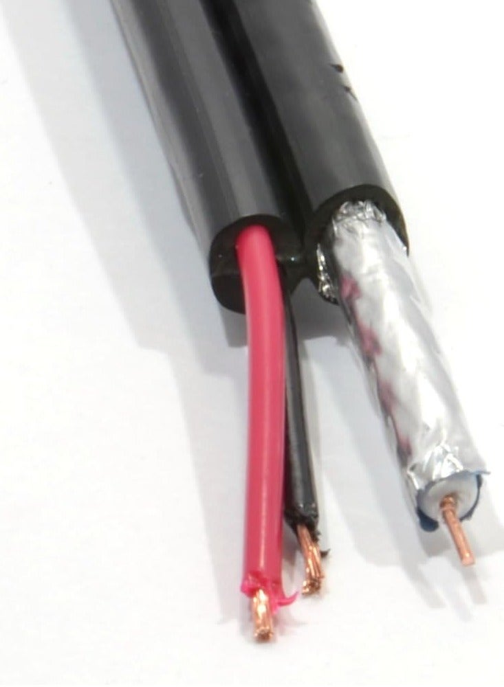 رول كابل كاميرات مراقبة 100 متر من – RG59 مع سلكي طاقة – كوكسيال CCA/CCS – أسود - Image 1