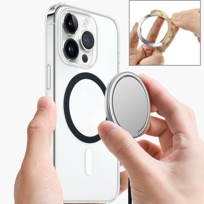 TENOC Universal Metal Ring Sticker for Magnetic Charger Compatible with iPhone/Samsung/Android All Cellphones, Magnetic Mount/Phone Holder Conversion Accessories, 6Pcs, Black - Image 3