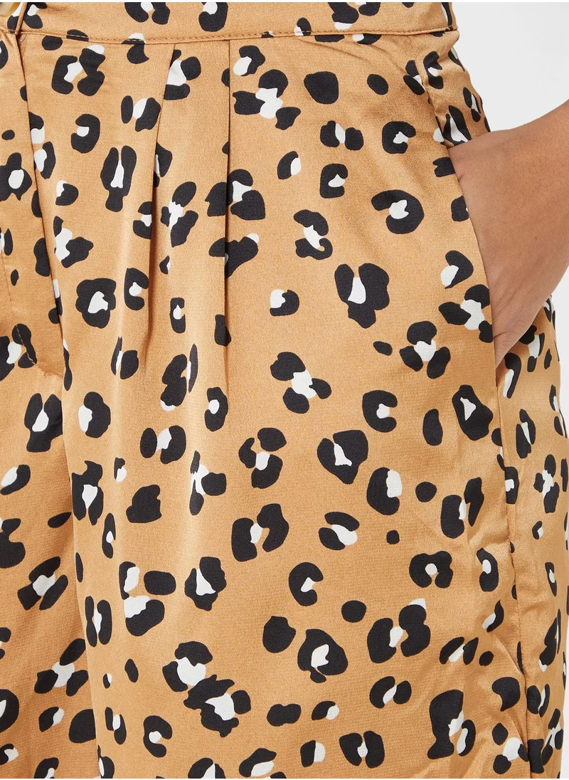 NASTY GAL Printed Satin High Waist Pants