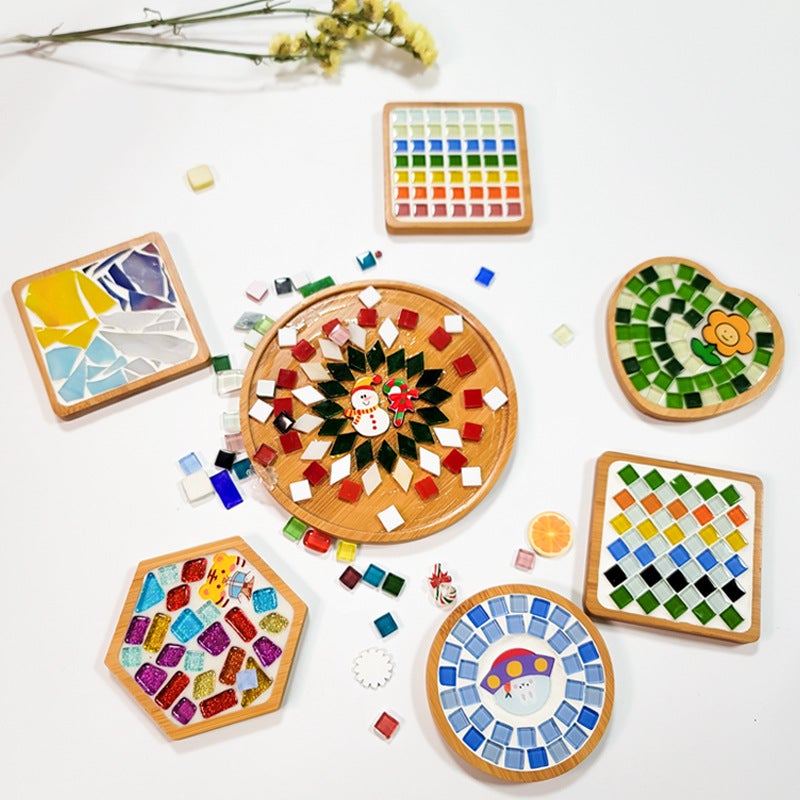 Bamboo Coaster Handmade Diy Material Children'S Kindergarten Creative Parent-Child Activity Sticker Mosaic Base Embryo - Image 4