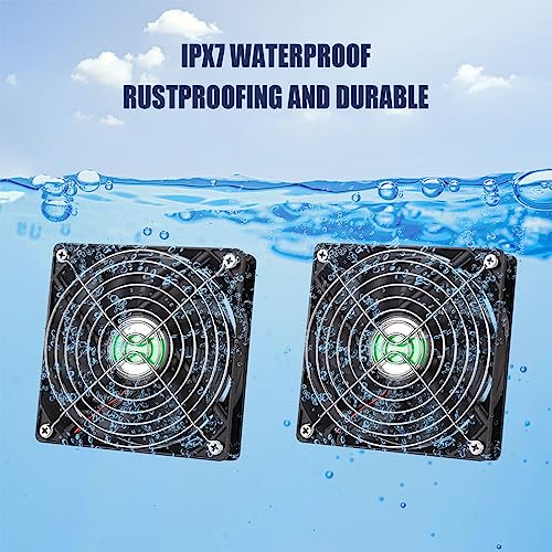pqins 5 Inch Solar Powered Fan, Solar Exhaust Intake Fan Kit, IPX7 Waterproof Dual Fans with 13Ft On/Off Switch Cable, Cooling Ventilation for Greenhouse, Chicken Coop, Shed, Outside No Battery - Image 5