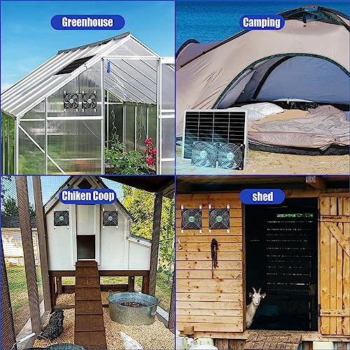 pqins 5 Inch Solar Powered Fan, Solar Exhaust Intake Fan Kit, IPX7 Waterproof Dual Fans with 13Ft On/Off Switch Cable, Cooling Ventilation for Greenhouse, Chicken Coop, Shed, Outside No Battery - Image 2