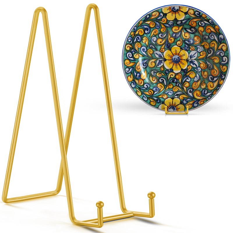 TRLife TR-LIFE 14 Inch Gold Metal Plate Stand (2 Pack) - Heavy Duty Display Easel for Large Plates, Frames, Platters and Art - Image 1