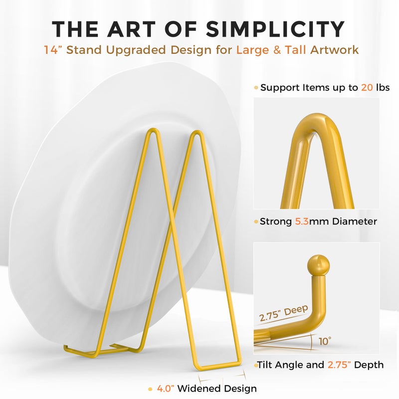 TRLife TR-LIFE 14 Inch Gold Metal Plate Stand (2 Pack) - Heavy Duty Display Easel for Large Plates, Frames, Platters and Art - Image 2