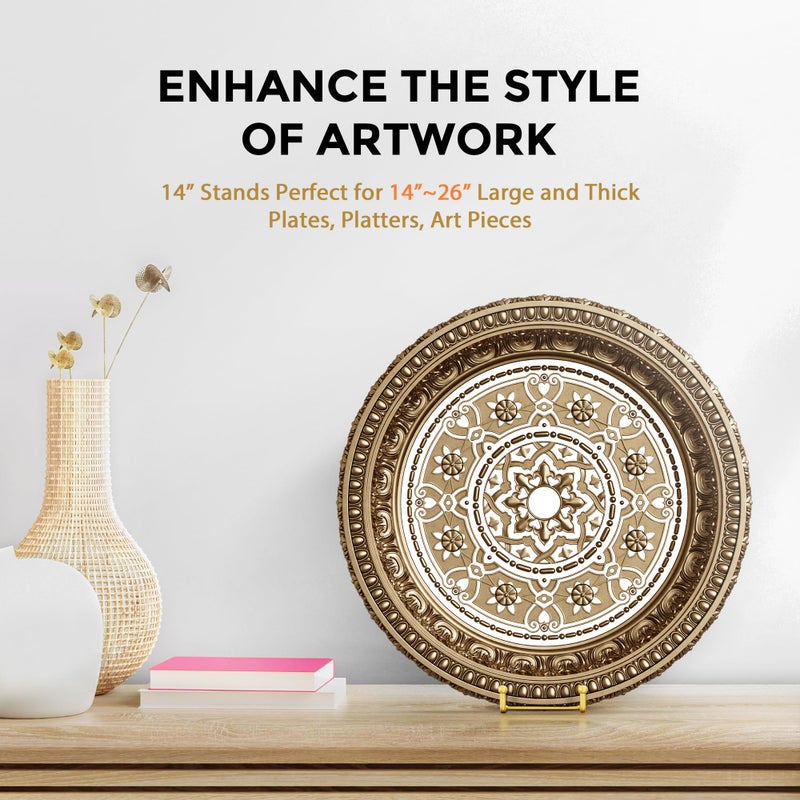 TRLife TR-LIFE 14 Inch Gold Metal Plate Stand (2 Pack) - Heavy Duty Display Easel for Large Plates, Frames, Platters and Art - Image 4