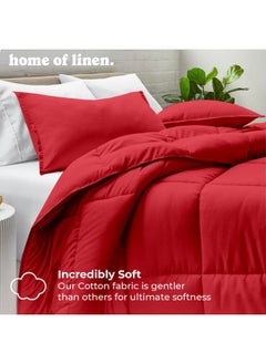 Home of linens Cotton - Plain - Heavy Comforter - 3.6Kgs - Down Alternative Filling - (For Matress 160cm/180cm) - Size (230cm x 240cm) - Red  - Image 2