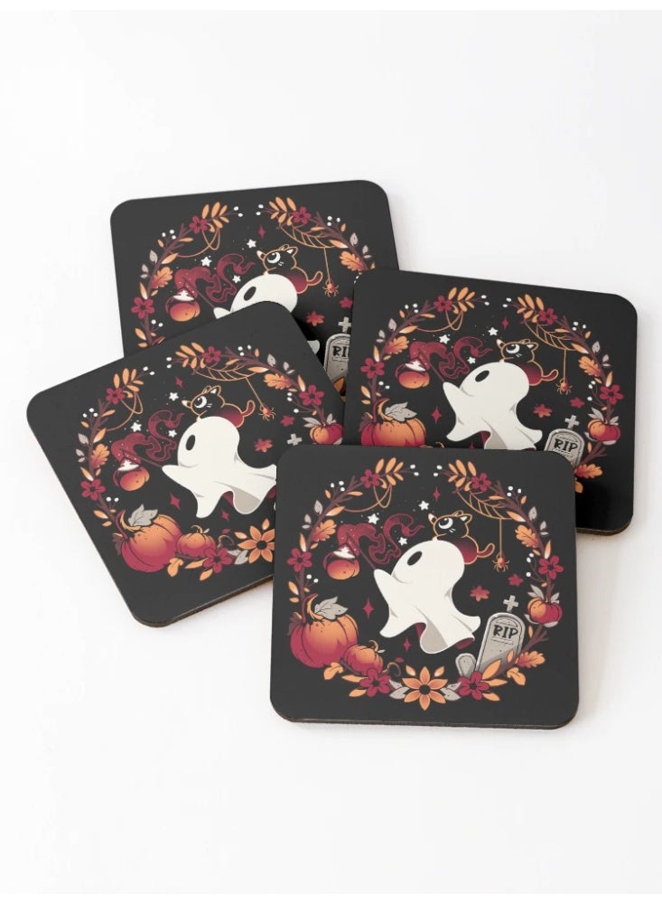 Spooky Wishes - Cute Halloween Ghost Coasters (Set of 4) - Image 1
