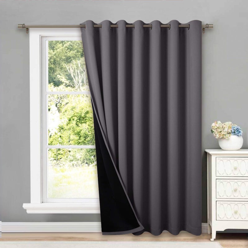 NICETOWN NICETOWN Total Shade Patio Door Curtain HeavyDuty Full Light Shading Sliding Door Drape Room Divider Curtain Vertical Blinds for Window1 Panels 100 inches Wide x 84 inches Long Gray