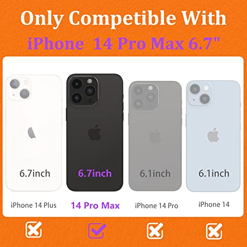 Funermei for iPhone 14 Pro Max Case Wallet for Women Leather Folio Designer Luxury Phone Cases with Credit Card Holder Stand Flip Cute Orange Cover Elegant Pretty with Tassel for Apple 14 Promax 6.7" - Image 2