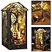 ISSEVE DIY Book Nook Kit 3D Wooden Puzzle DIY Miniature House Kit for Booknook Shelf Insert Decoration Magic Book House Stand Bookshelf Dollhouse for Adults with Sensor Light Detective Agency - Image 4