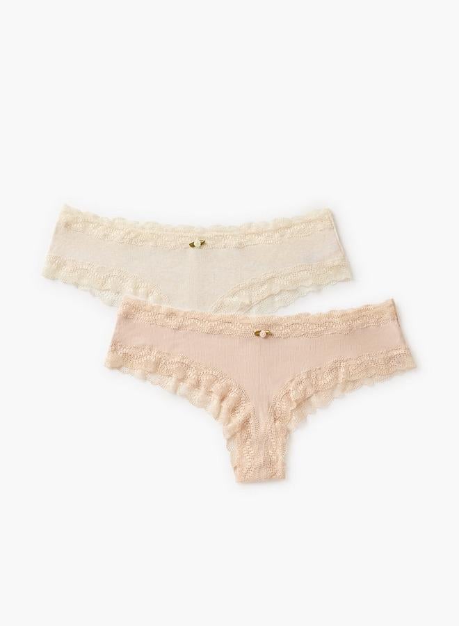 Splash FAV Set of 2 - Lace Trim Ribbed Briefs - Image 1