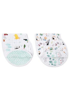aden + anais Burpy Bib, 100% Cotton Muslin, Soft Absorbent 4 Layers, Multi-Use Burp Cloth And Bib, 22.5" X 11", 2 Pack, Around The World  - Image 1