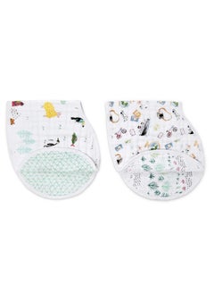 aden + anais Burpy Bib, 100% Cotton Muslin, Soft Absorbent 4 Layers, Multi-Use Burp Cloth And Bib, 22.5" X 11", 2 Pack, Around The World  - Image 2