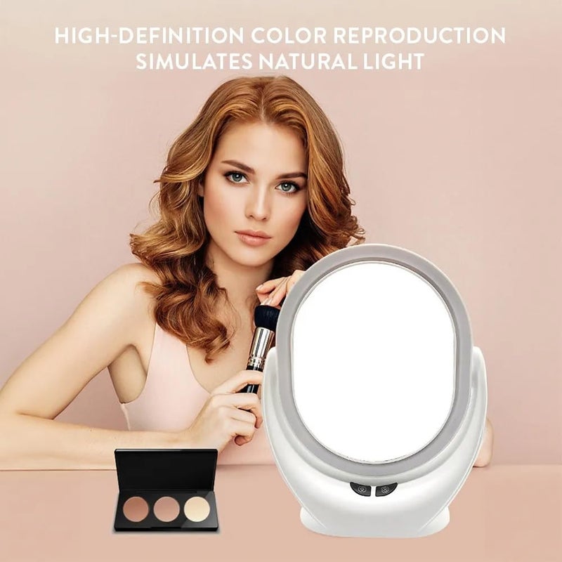 SONIQE SONIQE USB Desktop FanMini Table Fan With Led Vanity MirrorDormitory Household beauty Mirror With FanMultiFunction Mirror Fan5Blades FanDouble Button ControlLow Noise 360 Rotatable Oval  - Image 2