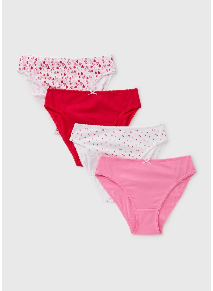 Matalan 4 Pack Multicoloured Heart High Leg Knickers