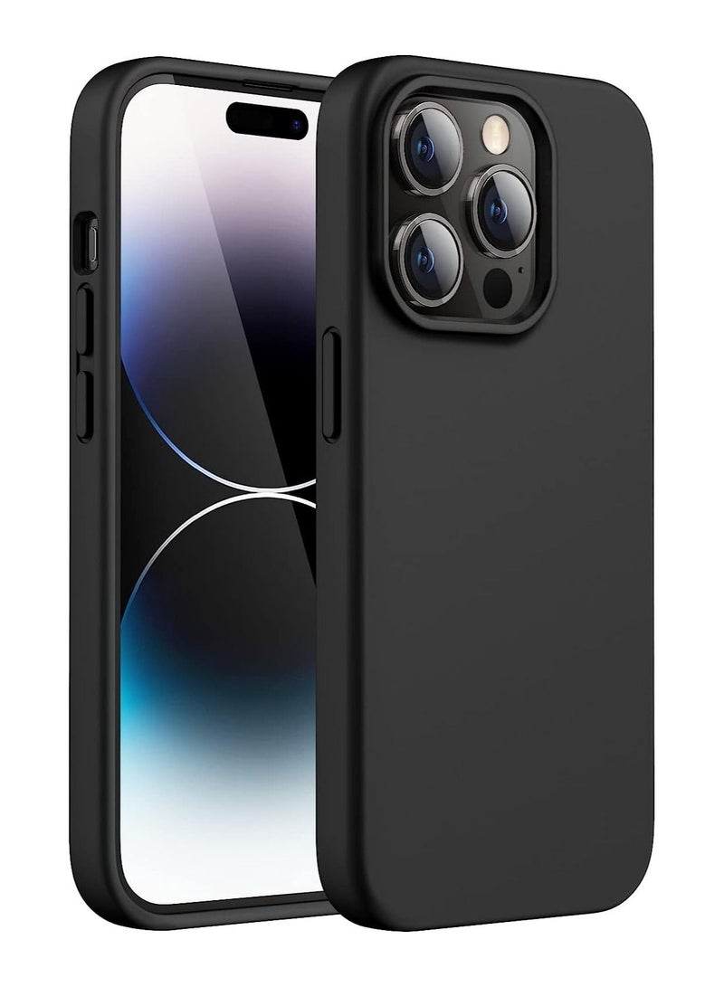 Y&D Silicone Case for iPhone 14 Pro 6.1-Inch Silky-Soft Touch Full-Body Protective Phone Case, Shockproof Cover with Microfiber Lining Black