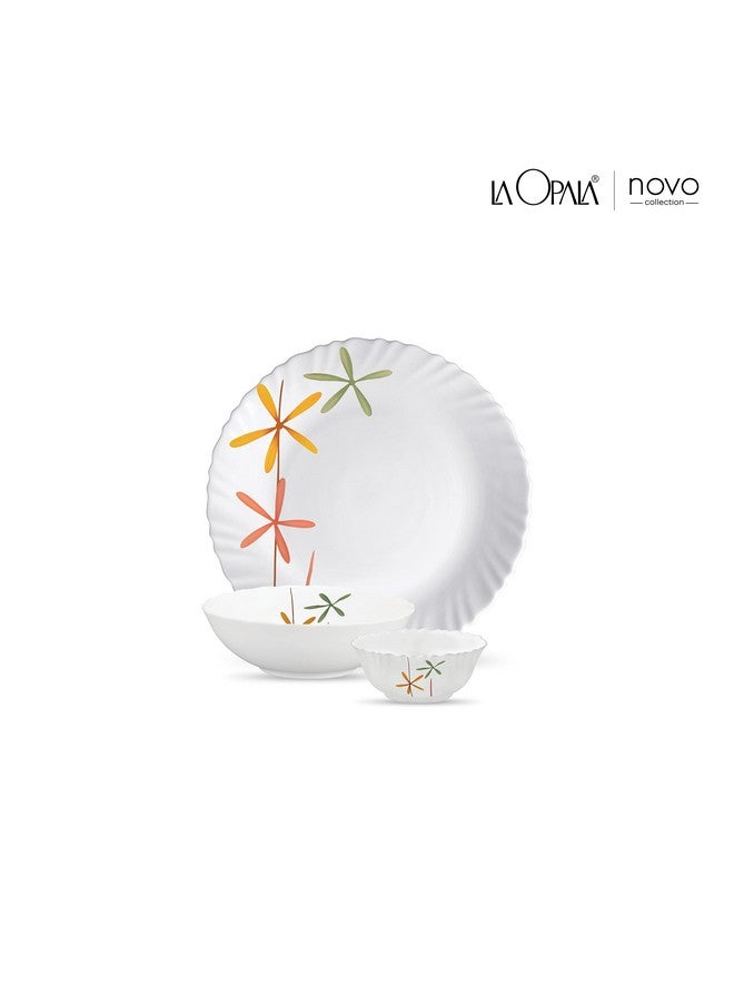 La Opala Novo Collection Opal Glass Crockery | for Family of 4 | Dinner Set 10 pcs Autumn Flower | Plates & Bowls for Dining | Microwave Safe | 100% Vegetarian | Extra Strong | Light & White - Image 2