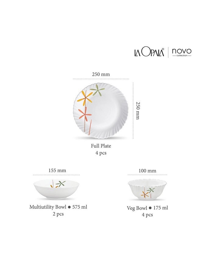 La Opala Novo Collection Opal Glass Crockery | for Family of 4 | Dinner Set 10 pcs Autumn Flower | Plates & Bowls for Dining | Microwave Safe | 100% Vegetarian | Extra Strong | Light & White - Image 3