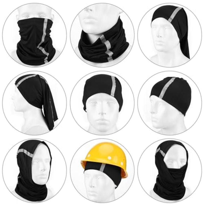 4 Pieces Reflective Neck Gaiter Visibility Neon Safety Bandana Wind UV Protection Scarf Bandanas - Image 4