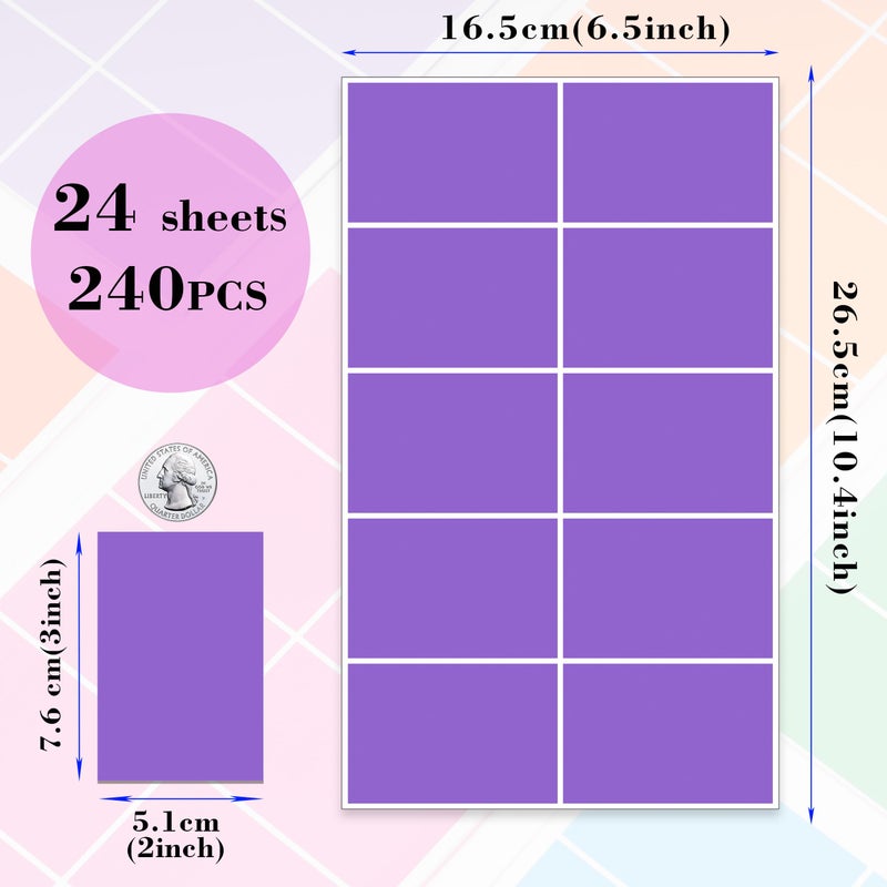 YSHIHE 240 PCS Colored Labels Stickers 3 x 2 Inch Rectangular Moving Labels 8 Colors Large Color Coding Labels - Light Color - Image 2