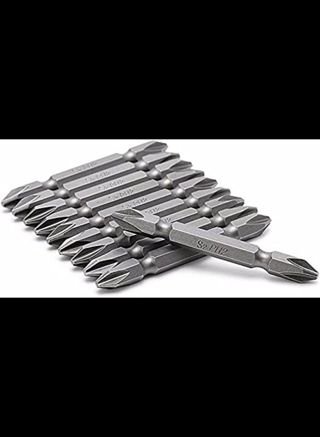 NJM Double End Screwdriver Bits Philips Ph2 Magnetic Phillips Power Bit Hex Shank S2 High Alloy Steel Electroplate - Image 1
