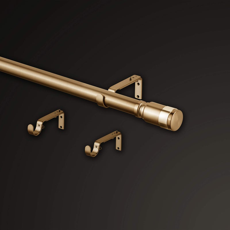 MODE Premium Collection Gardinenstange, 3.8 cm Durchmesser, zylindrische Gardinenstange, EndstÃ¼cke und Stahl, zur Wandmontage, passend fÃ¼r Fenster von 91.4 cm bis 182.9 cm, warmes Gold - Image 2