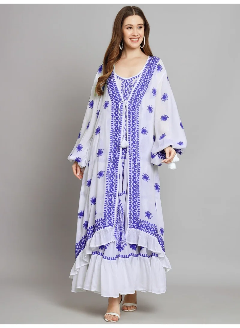 Alaya Hand Embroidered Chikankari Modal Kaftan-AL3605