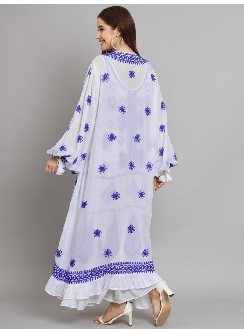 Alaya Hand Embroidered Chikankari Modal Kaftan-AL3605 - Image 2