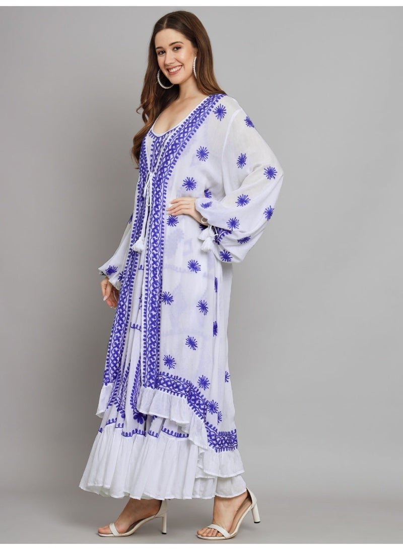 Alaya Hand Embroidered Chikankari Modal Kaftan-AL3605 - Image 4