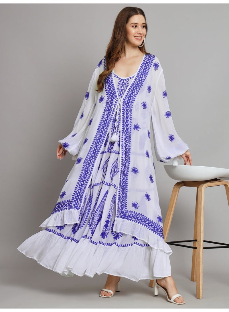 Alaya Hand Embroidered Chikankari Modal Kaftan-AL3605 - Image 5