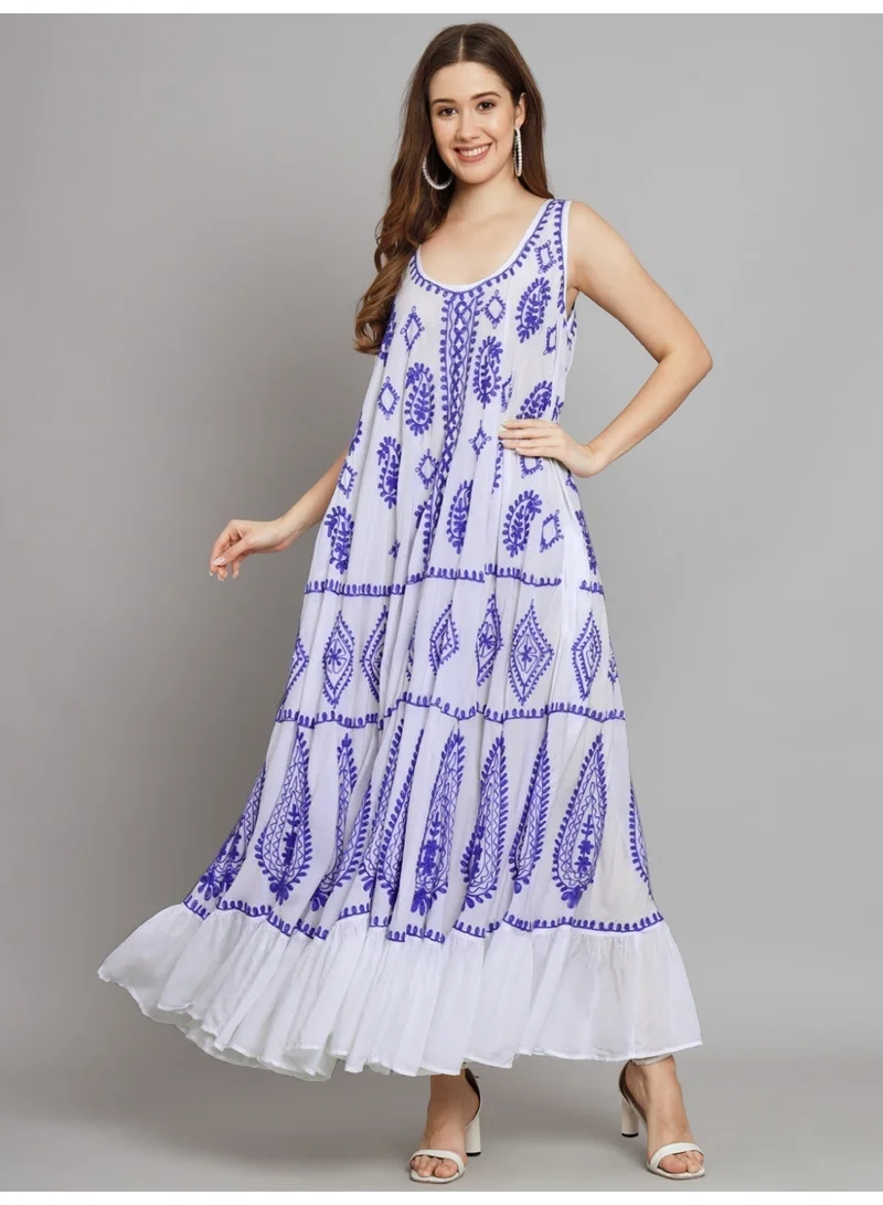Alaya Hand Embroidered Chikankari Modal Kaftan-AL3605