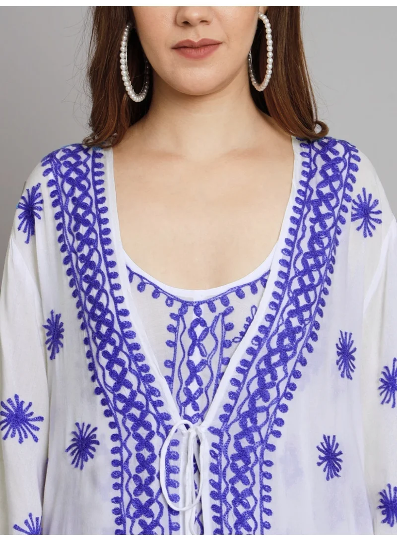 Alaya Hand Embroidered Chikankari Modal Kaftan-AL3605