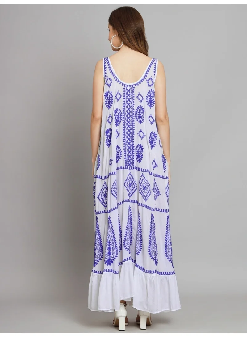 Alaya Hand Embroidered Chikankari Modal Kaftan-AL3605