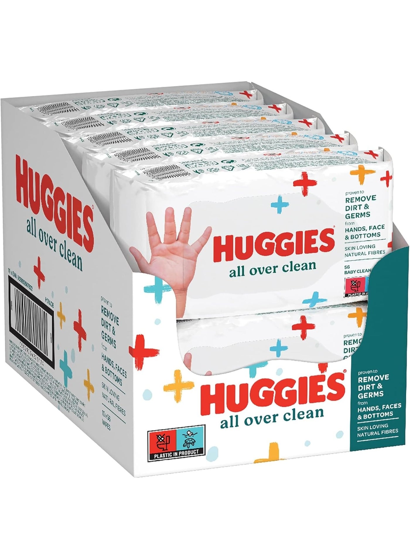 Huggies All Over Clean Baby Wet Wipes – Pack of 10 (560 Wipes Total) – Safe for Face, Hands, and Diaper Area
