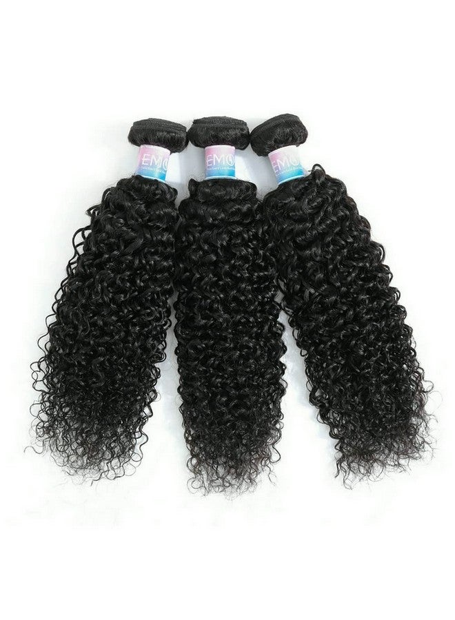 EMOL Kinky Curly Human Hair Bundles Thick Curly Weave Bundles Virgin Hair Bundles Full Head Hair Natural Black Color Hair Bundles Can Be Dyed 3 Bundles Total 300G 16 18 20 Inch - Image 5