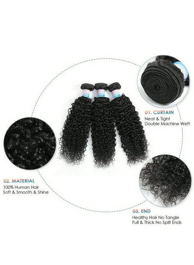 EMOL Kinky Curly Human Hair Bundles Thick Curly Weave Bundles Virgin Hair Bundles Full Head Hair Natural Black Color Hair Bundles Can Be Dyed 3 Bundles Total 300G 16 18 20 Inch - Image 4