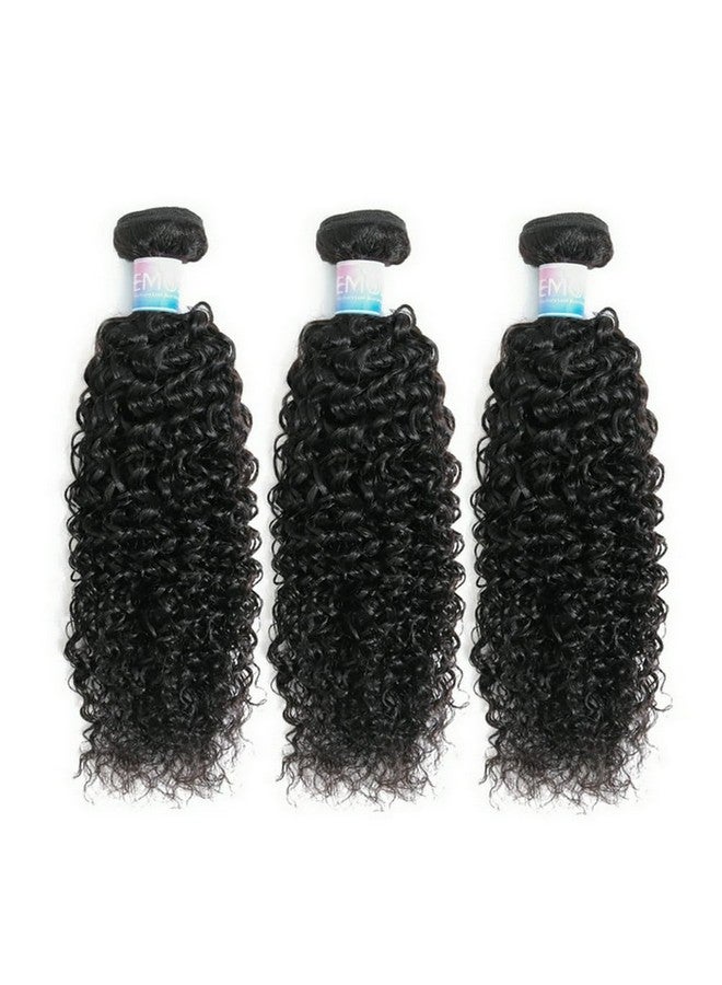 EMOL Kinky Curly Human Hair Bundles Thick Curly Weave Bundles Virgin Hair Bundles Full Head Hair Natural Black Color Hair Bundles Can Be Dyed 3 Bundles Total 300G 16 18 20 Inch - Image 3