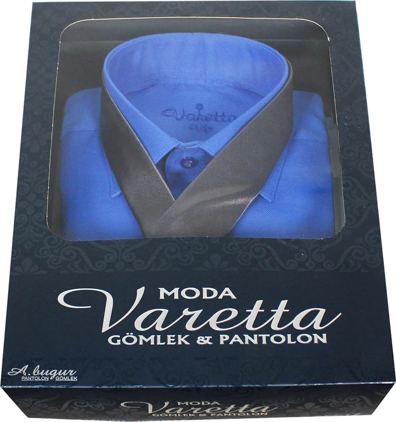 فاريتا Men's Parliament Blue Shirt Smoked Tie Shirt Combination Set