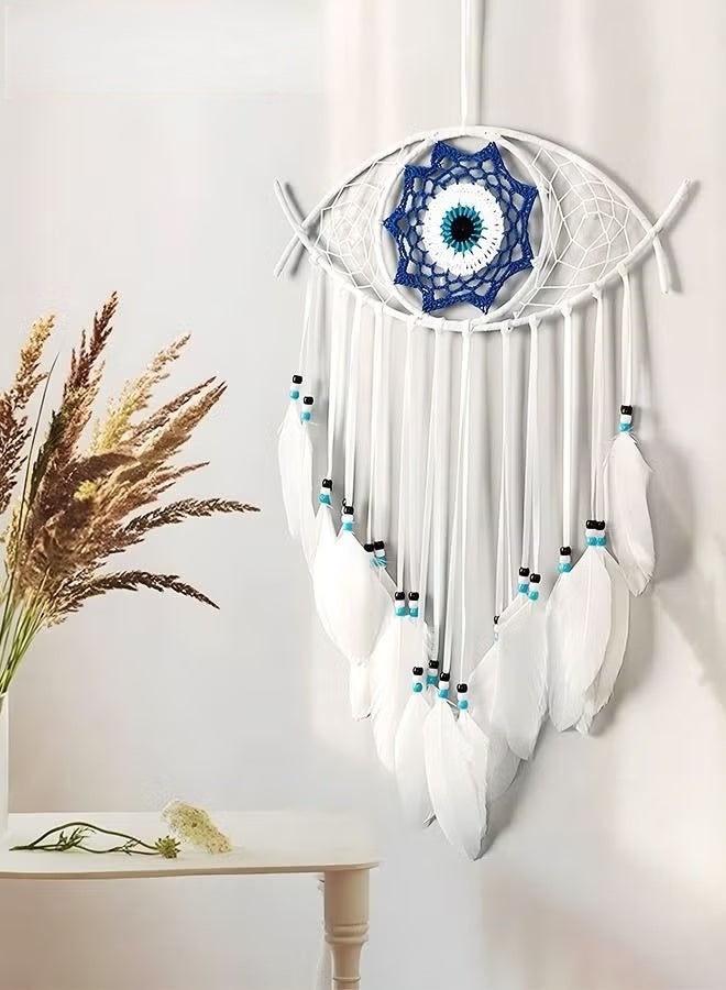 Dream Catcher,White Dream Catcher لغرفة النوم المصنوعة يدوياً الشر العين ماكرام الجدار المعلق لبوهو ديكور المنزل غرفة الديكور,حماية حظ سعيد هدية مهرجان البركة - Image 1