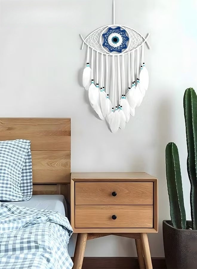 Dream Catcher,White Dream Catcher لغرفة النوم المصنوعة يدوياً الشر العين ماكرام الجدار المعلق لبوهو ديكور المنزل غرفة الديكور,حماية حظ سعيد هدية مهرجان البركة - Image 2